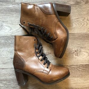 Thursday boot company high heeled lace up boots